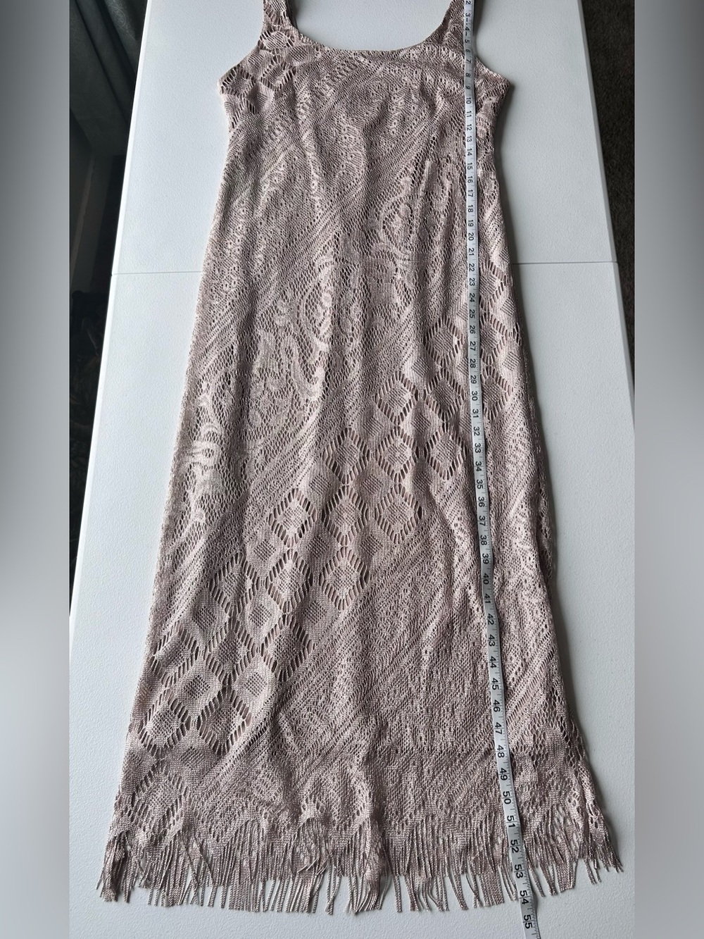Vintage 90s S.L. Fashions Metallic Crochet Lace & Chiffon Cape 2-Piece Dress Set - Picture 12 of 15